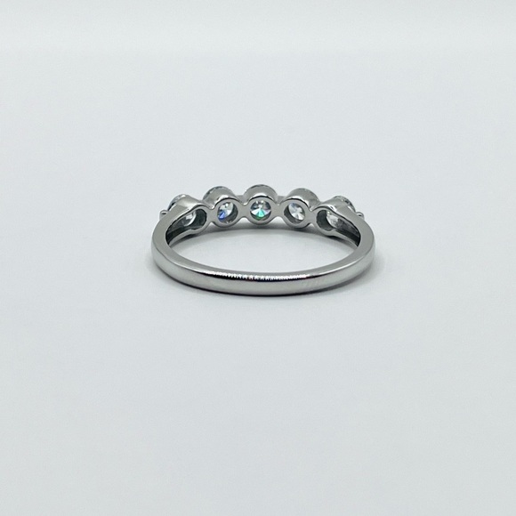 1.00 CT 950 Platinum Brilliant Round Five Stones VS2 Lab Diamond Ring Band - Picture 7 of 8